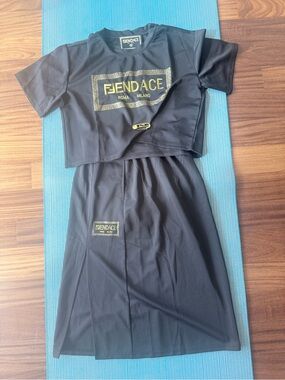 Black Logo Midi Dress with Cropped Tee - Style